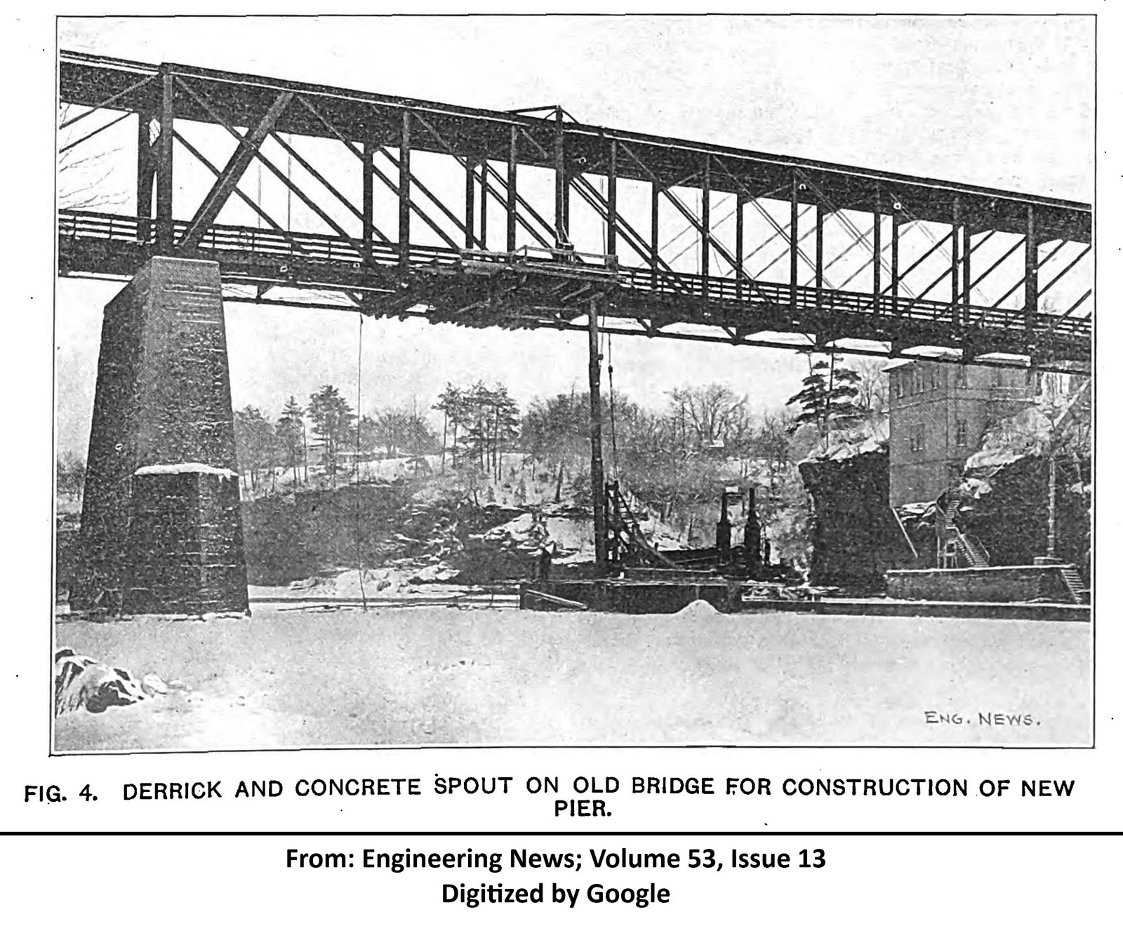 Photo showing construction of bridge